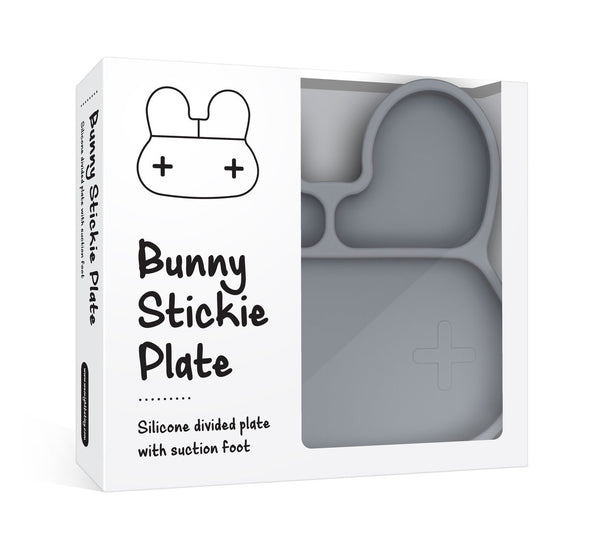 Bunny Stickie Plate - Grey