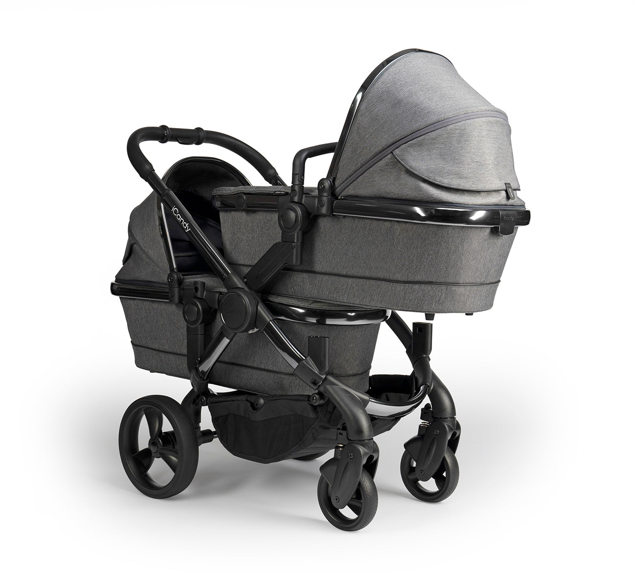 Peach Carrycot  Fabric - Grey Twill