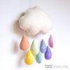 Cloud Nursery Mobile - Pastel Rainbow Raindrops